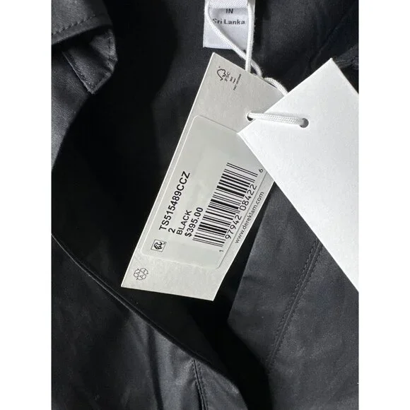 Derek Lam 10 Crosby Black Ruched Button Down Sleeveless Shirt Dress Size 2 - Picture 4 of 9